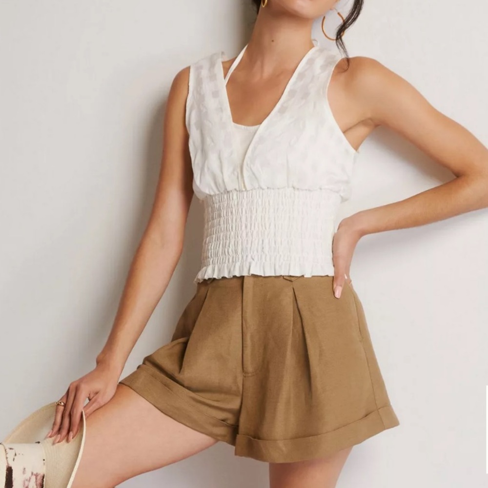 Maeve Layered Smocked Crop Top